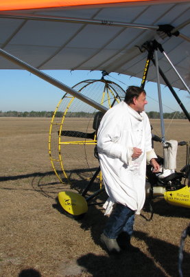 Pilot in crane suit